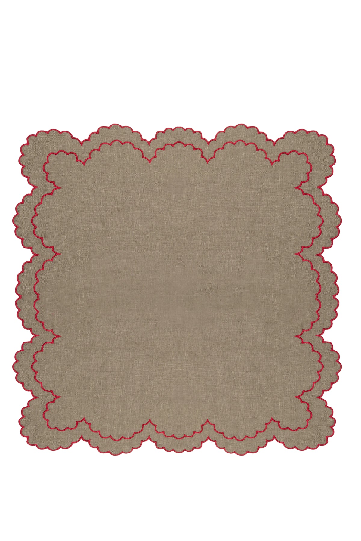Bilbao Linen Placemat in Beige with Red