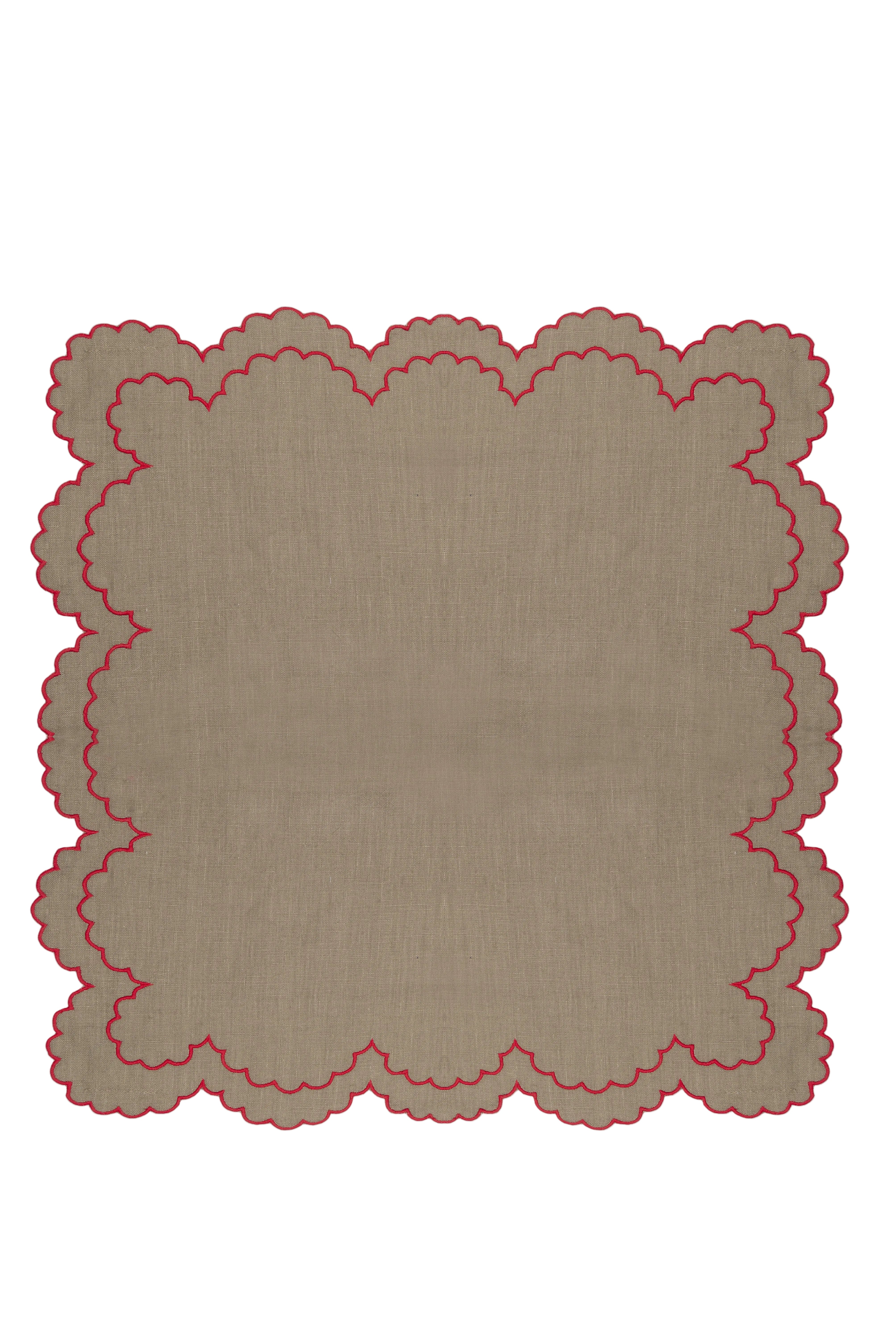 Bilbao Linen Placemat in Beige with Red