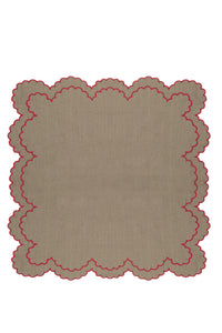 Bilbao Linen Placemat in Beige with Red
