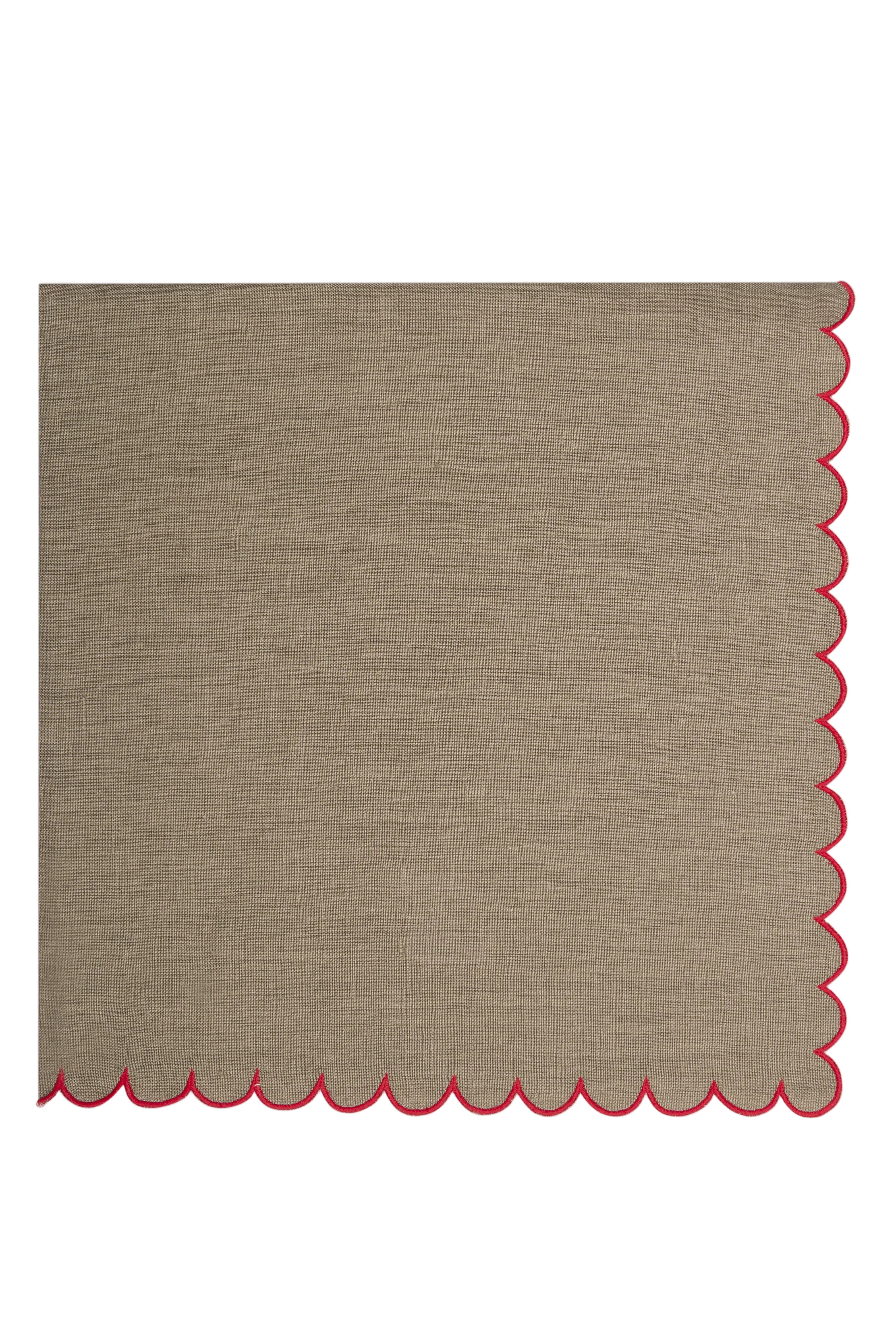 Bilbao Linen Napkin in Beige with Red