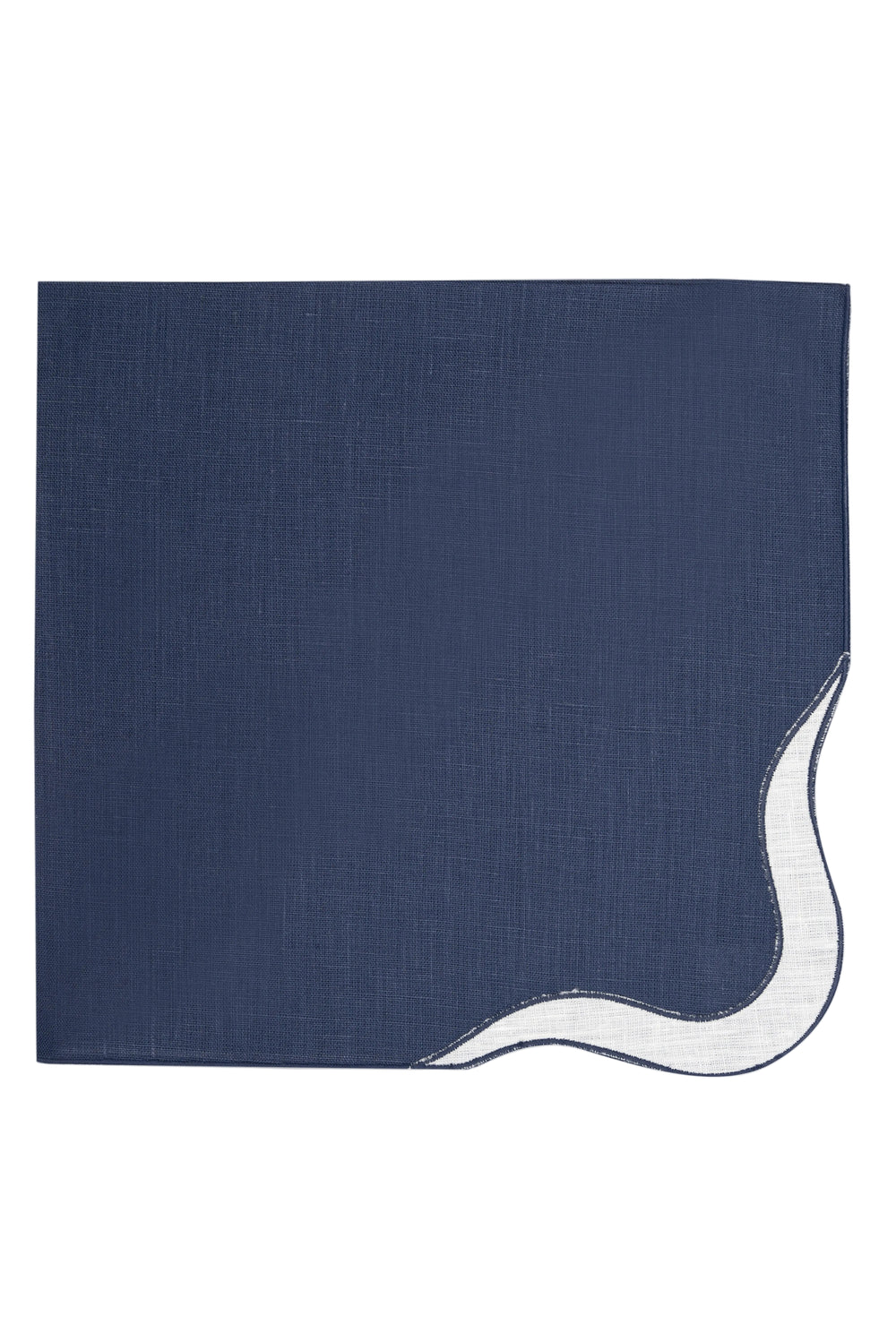 Zurbano Linen Dinner Napkin with Linen Appliqué in Navy