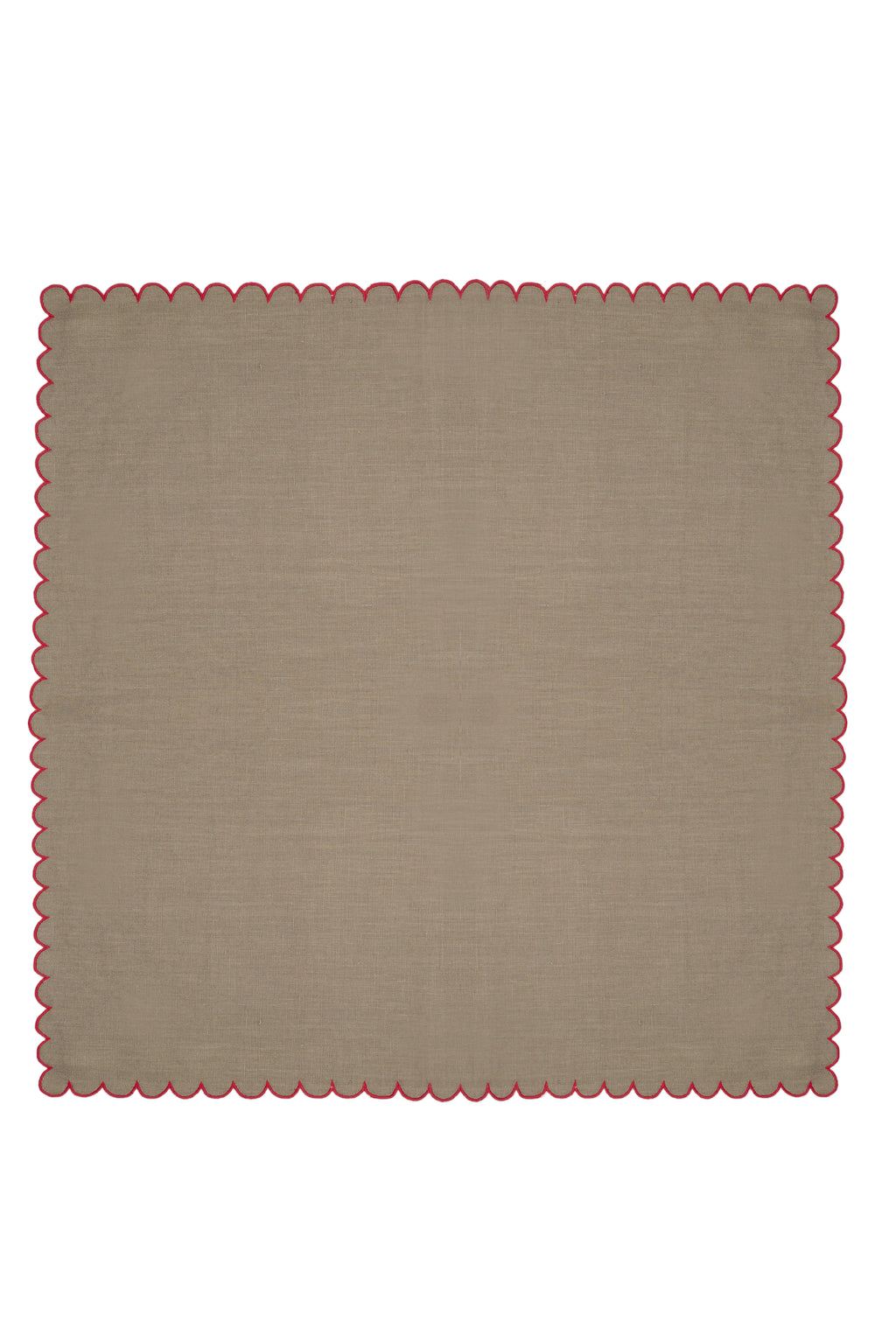 Bilbao Cocktail Napkins in Beige with Red, Set of 6