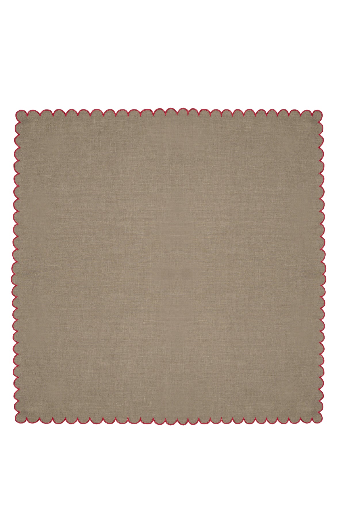 Bilbao Cocktail Napkins in Beige with Red, Set of 6