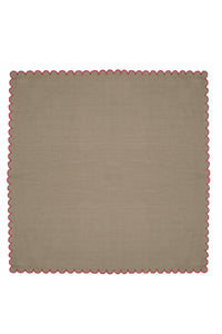 Bilbao Cocktail Napkins in Beige with Red, Set of 6
