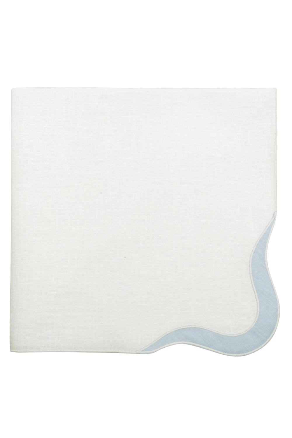 Zurbano Linen Dinner Napkin with Linen Appliqué in Off White with Baby Blue