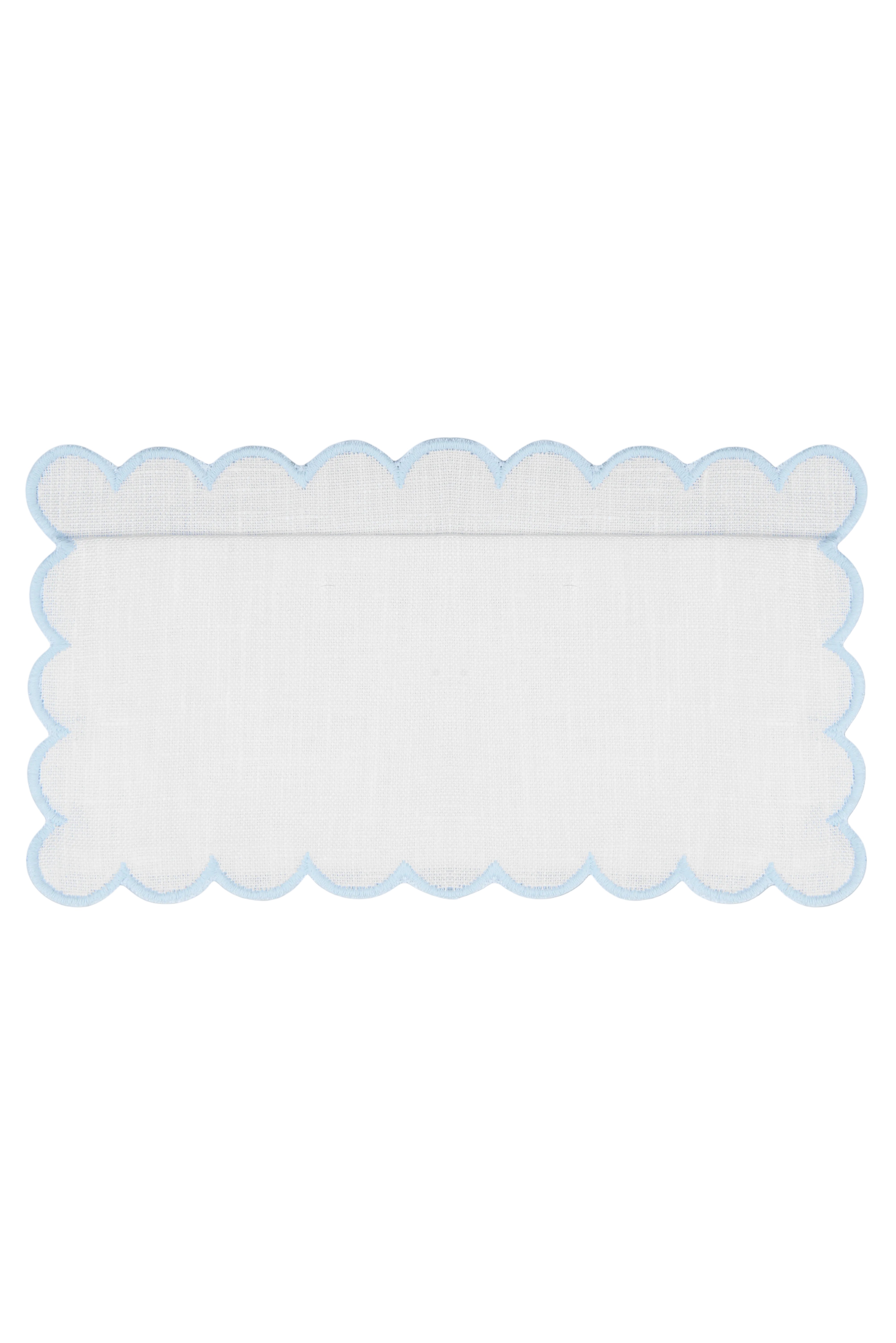 Zurbano Cocktail Napkins in Off White with Baby Blue, Set of 6