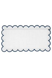 Bilbao Cocktail Napkins in White with Navy, Set of 6