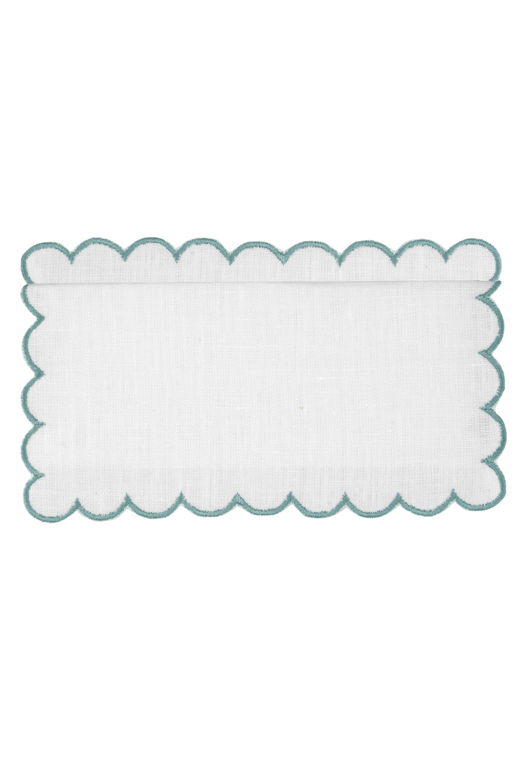 Bilbao Cocktail Napkins in White with Aqua, Set of 6