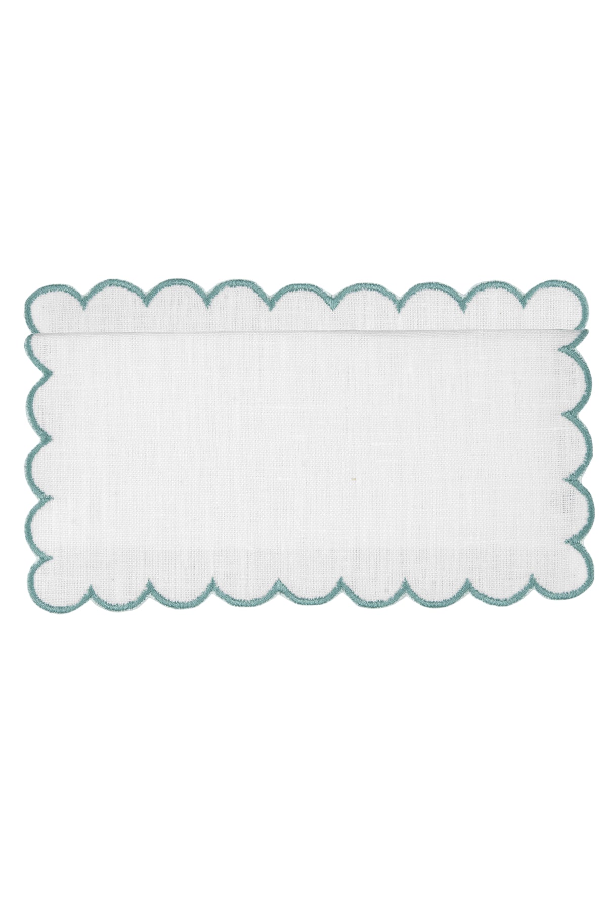 Bilbao Cocktail Napkins in White with Aqua, Set of 6
