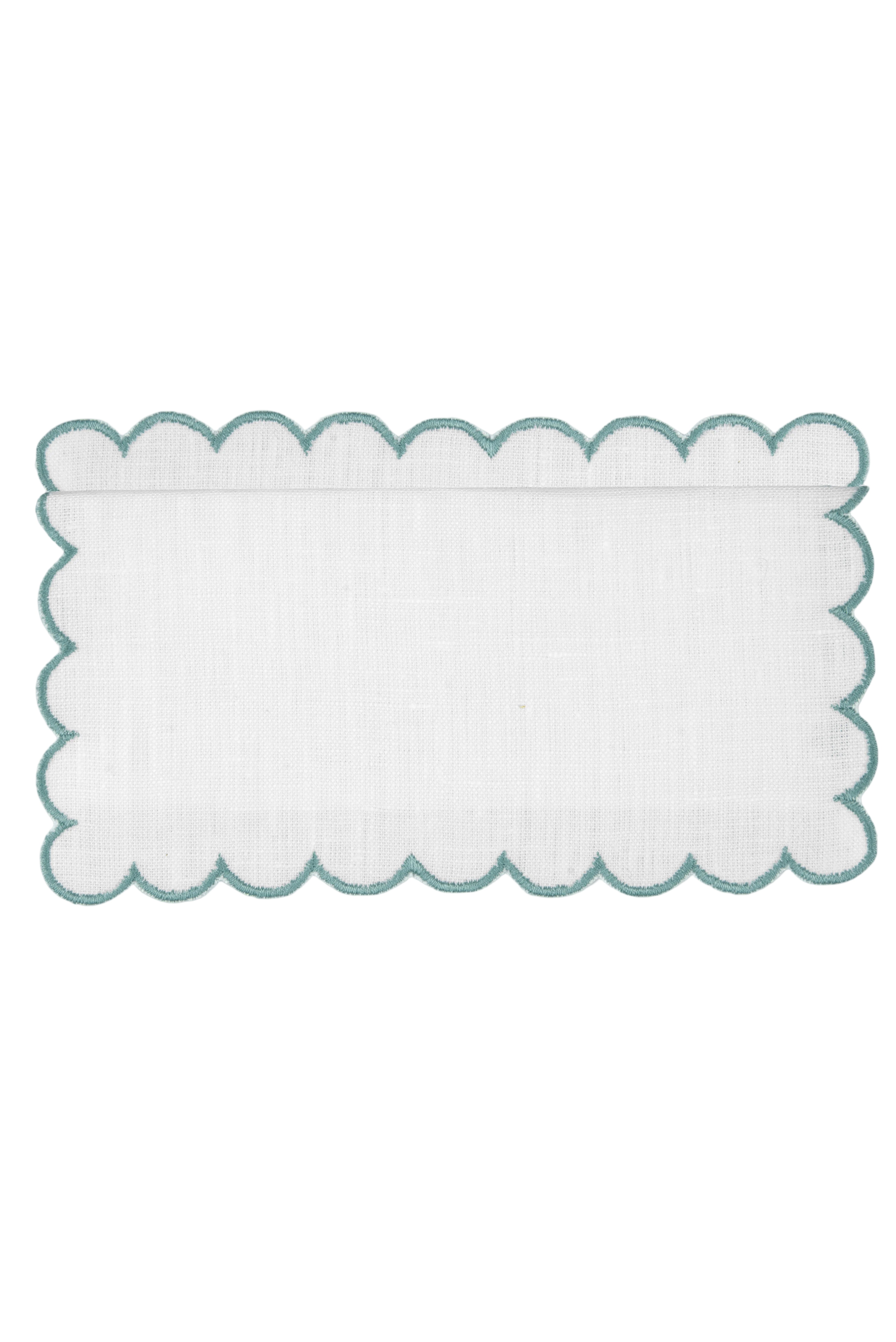 Bilbao Cocktail Napkins in White with Aqua, Set of 6