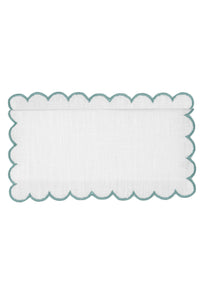 Bilbao Cocktail Napkins in White with Aqua, Set of 6