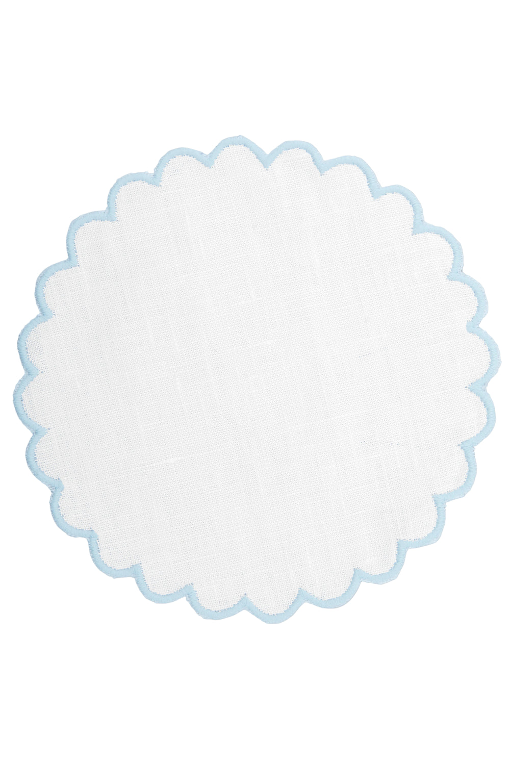 Zurbano Linen Coasters in Off White with Baby Blue, Set of 6
