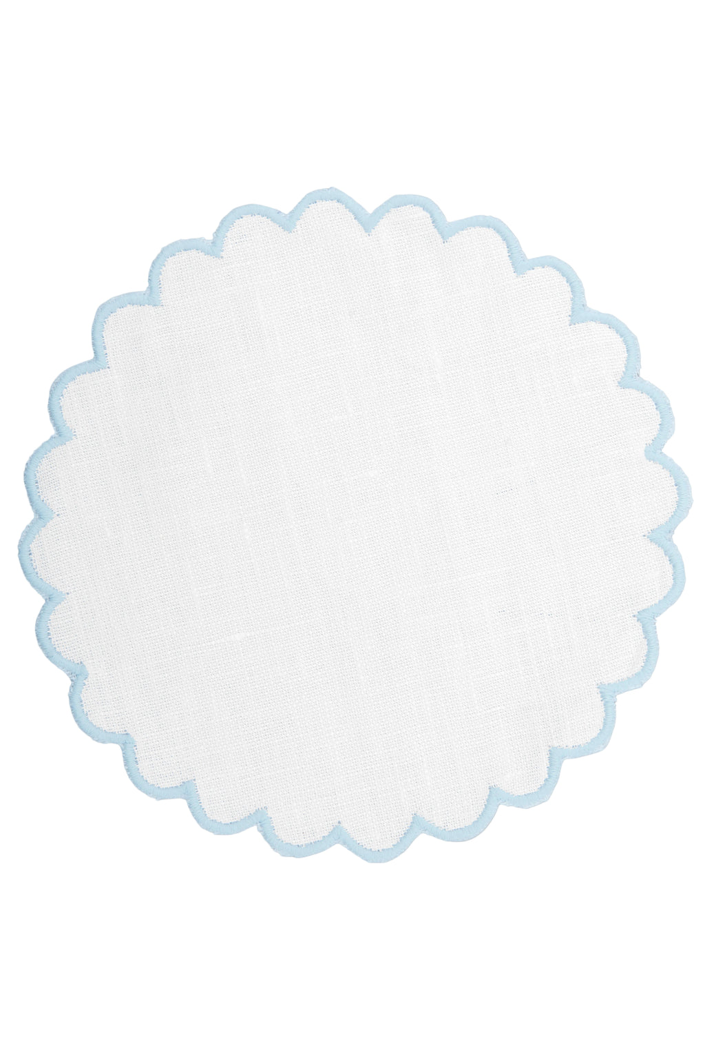 Zurbano Linen Coasters in Off White with Baby Blue, Set of 6
