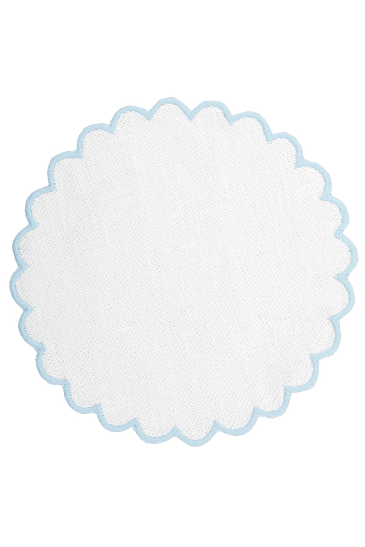 Zurbano Linen Coasters in Off White with Baby Blue, Set of 6