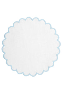 Zurbano Linen Coasters in Off White with Baby Blue, Set of 6