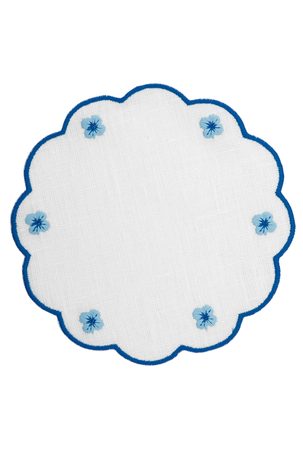 Spring Linen Coasters in Blue, Set of 6