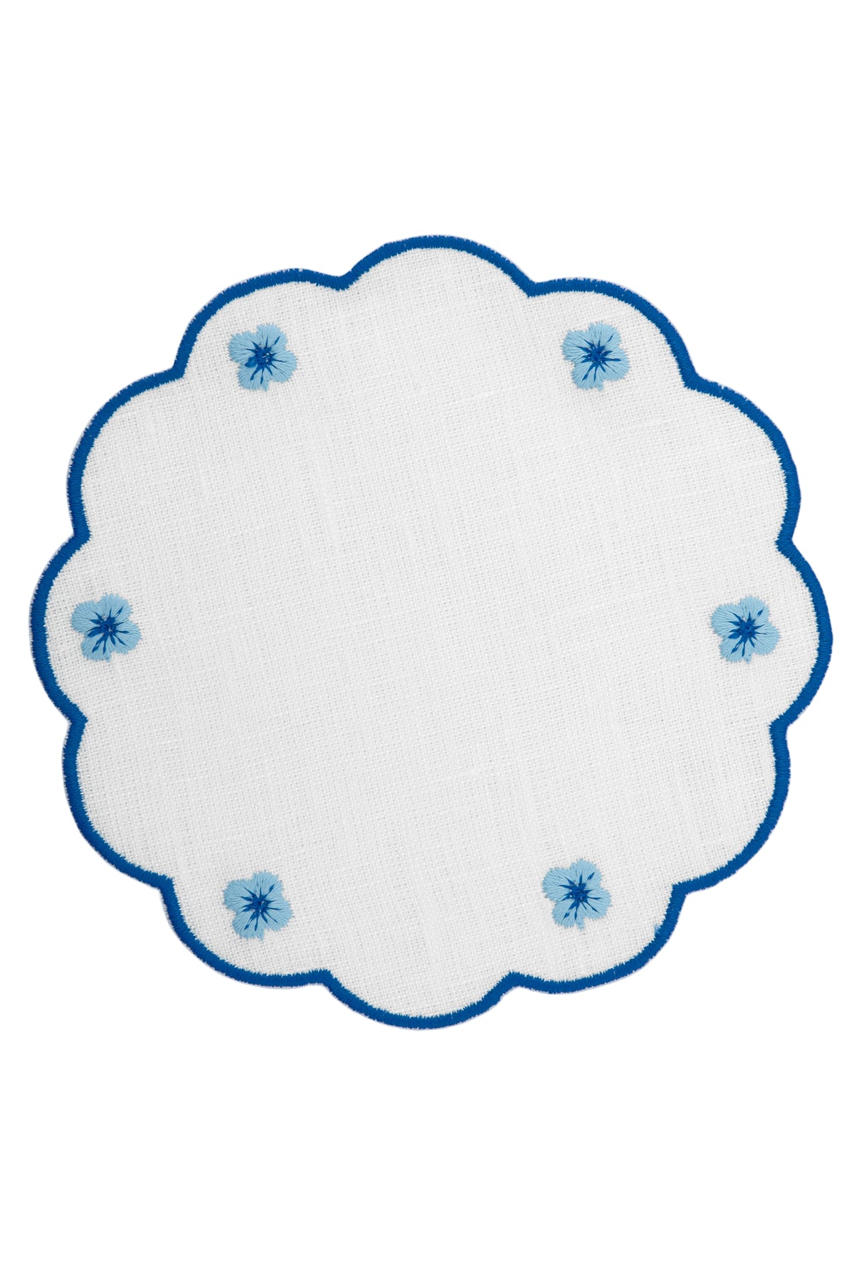 Spring Linen Coasters in Blue, Set of 6