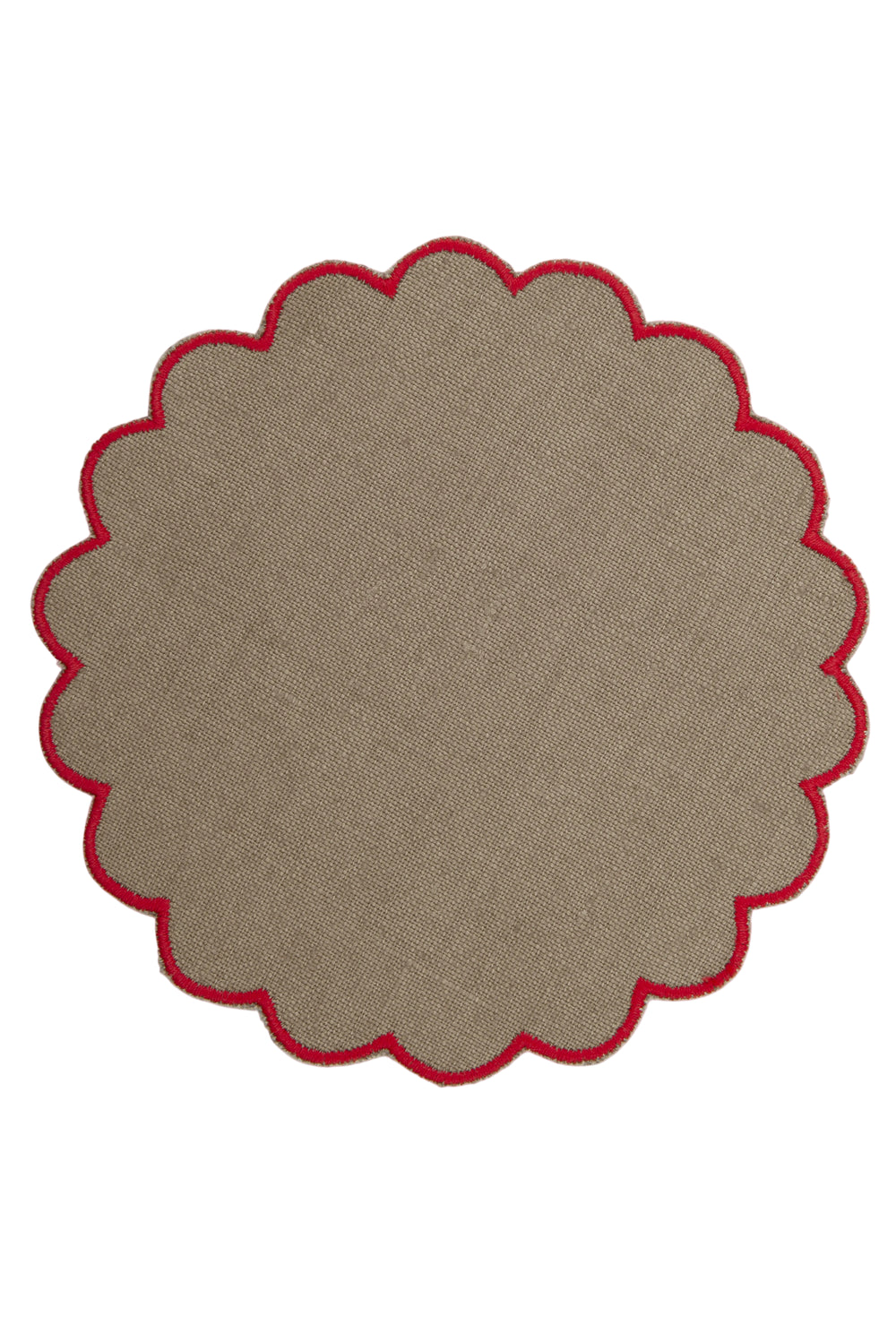 Bilbao Linen Coasters in Beige with Red, Set of 6