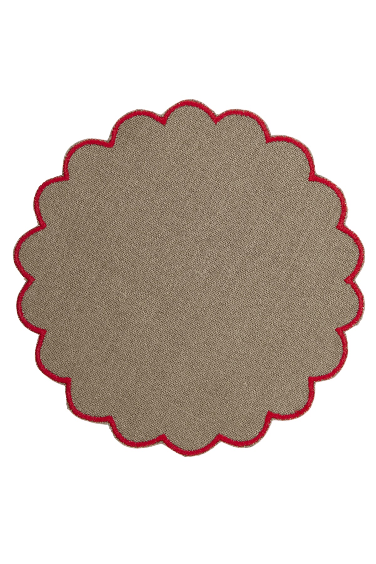 Bilbao Linen Coasters in Beige with Red, Set of 6