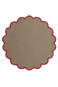 Bilbao Linen Coasters in Beige with Red, Set of 6