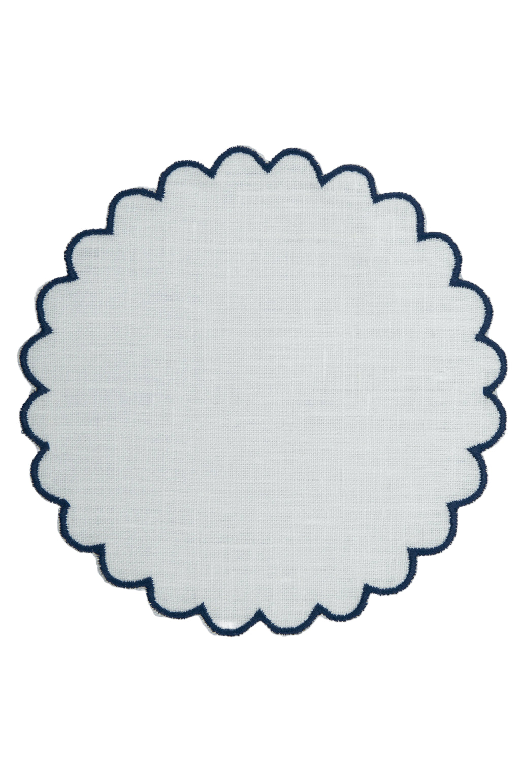 Bilbao Linen Coasters in White with Navy, Set of 6