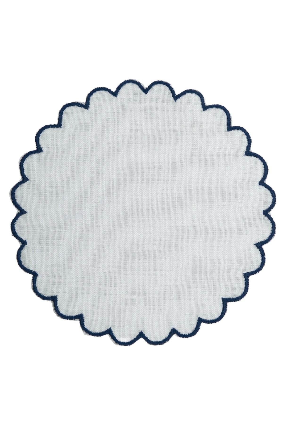 Bilbao Linen Coasters in White with Navy, Set of 6