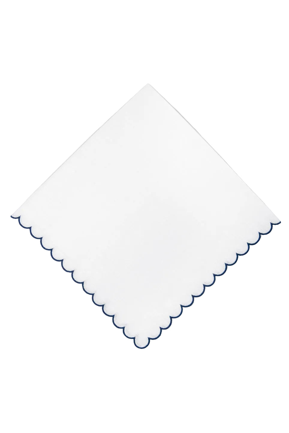 Bilbao Linen Napkin in White with Navy