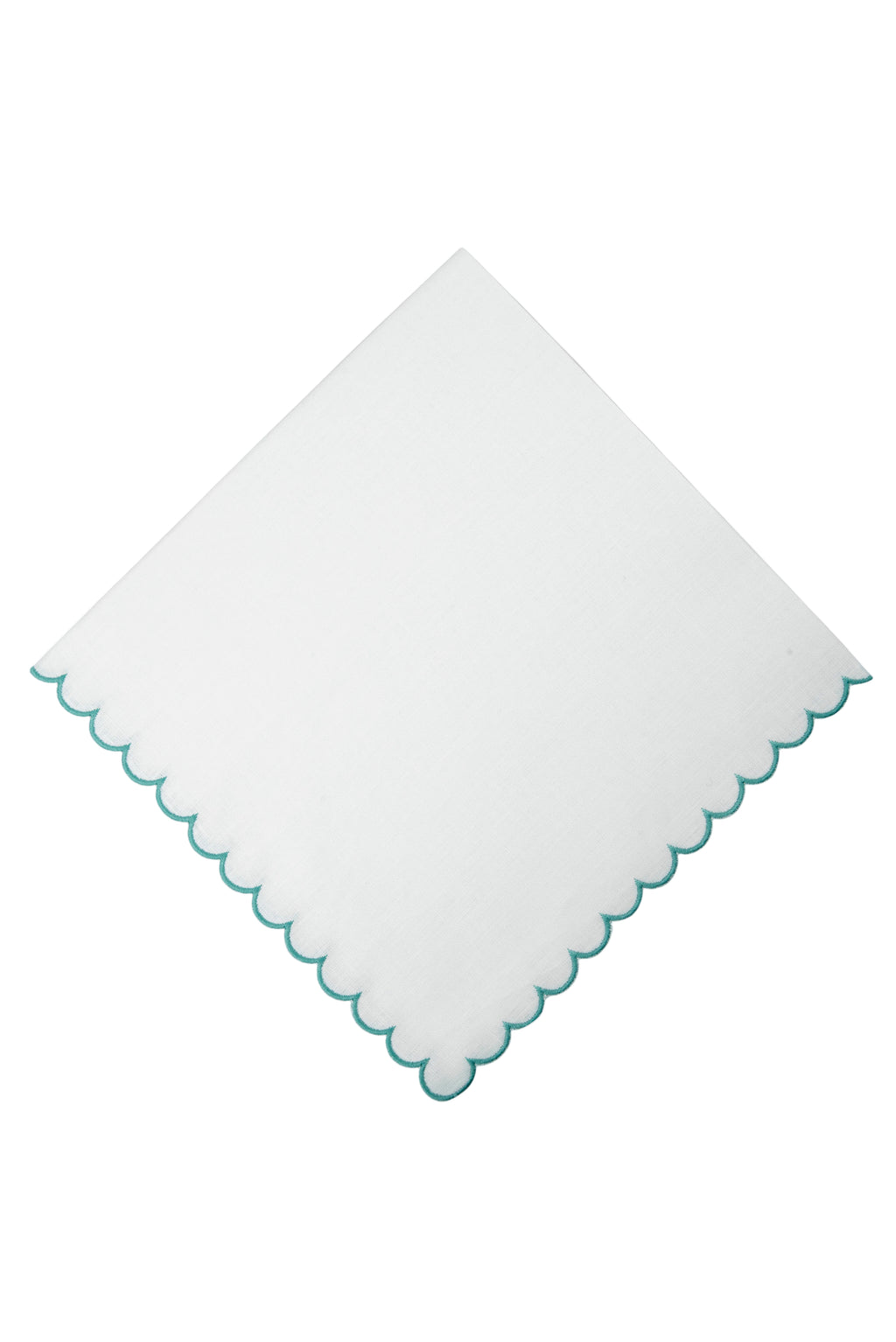 Bilbao Linen Napkin in White with Aqua