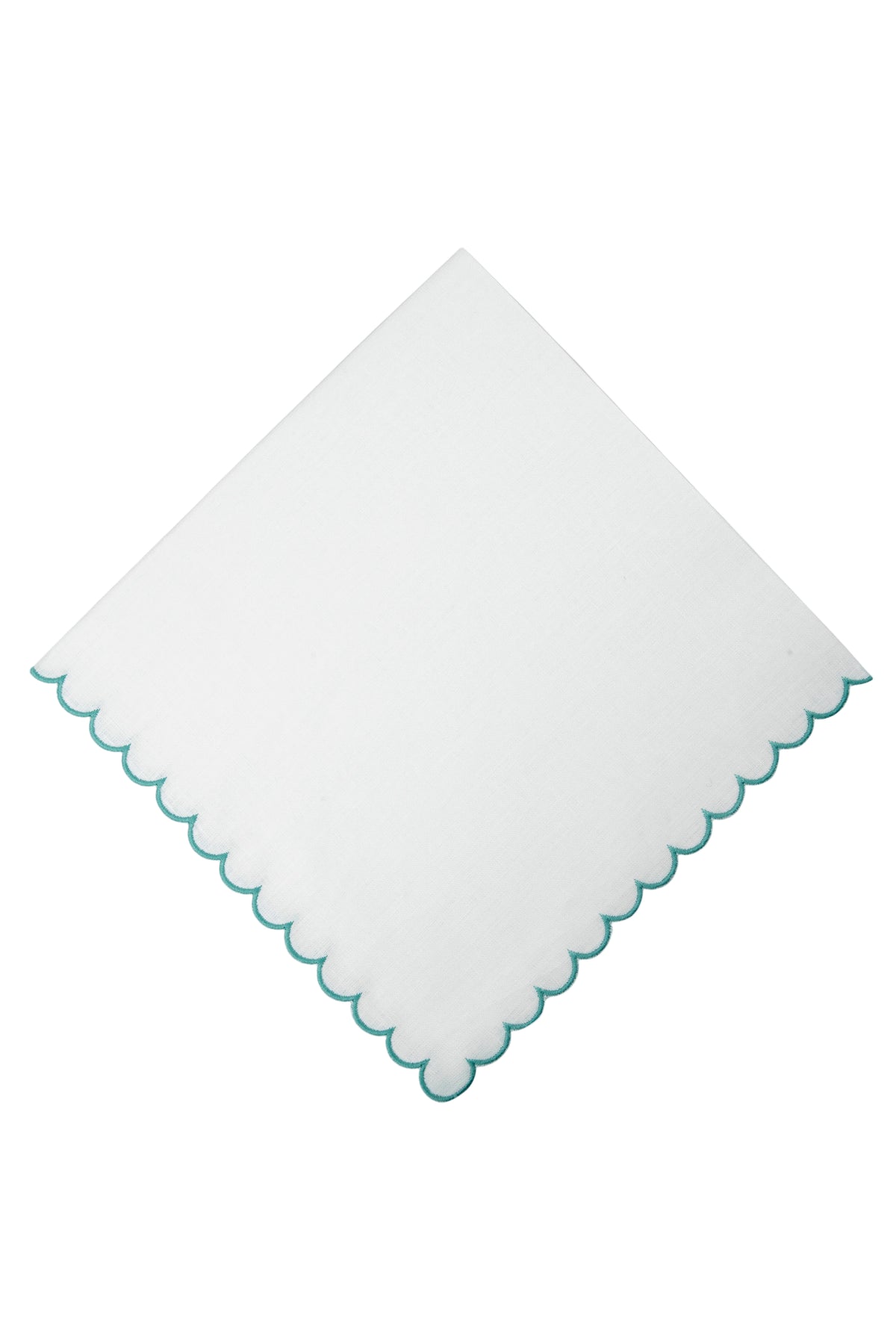 Bilbao Linen Napkin in White with Aqua