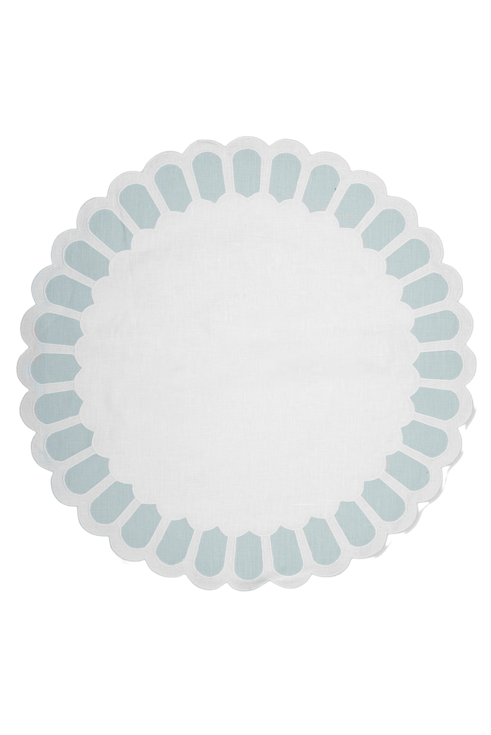 Zurbano Linen Placemat with Linen Appliqué in Off White with Baby Blue