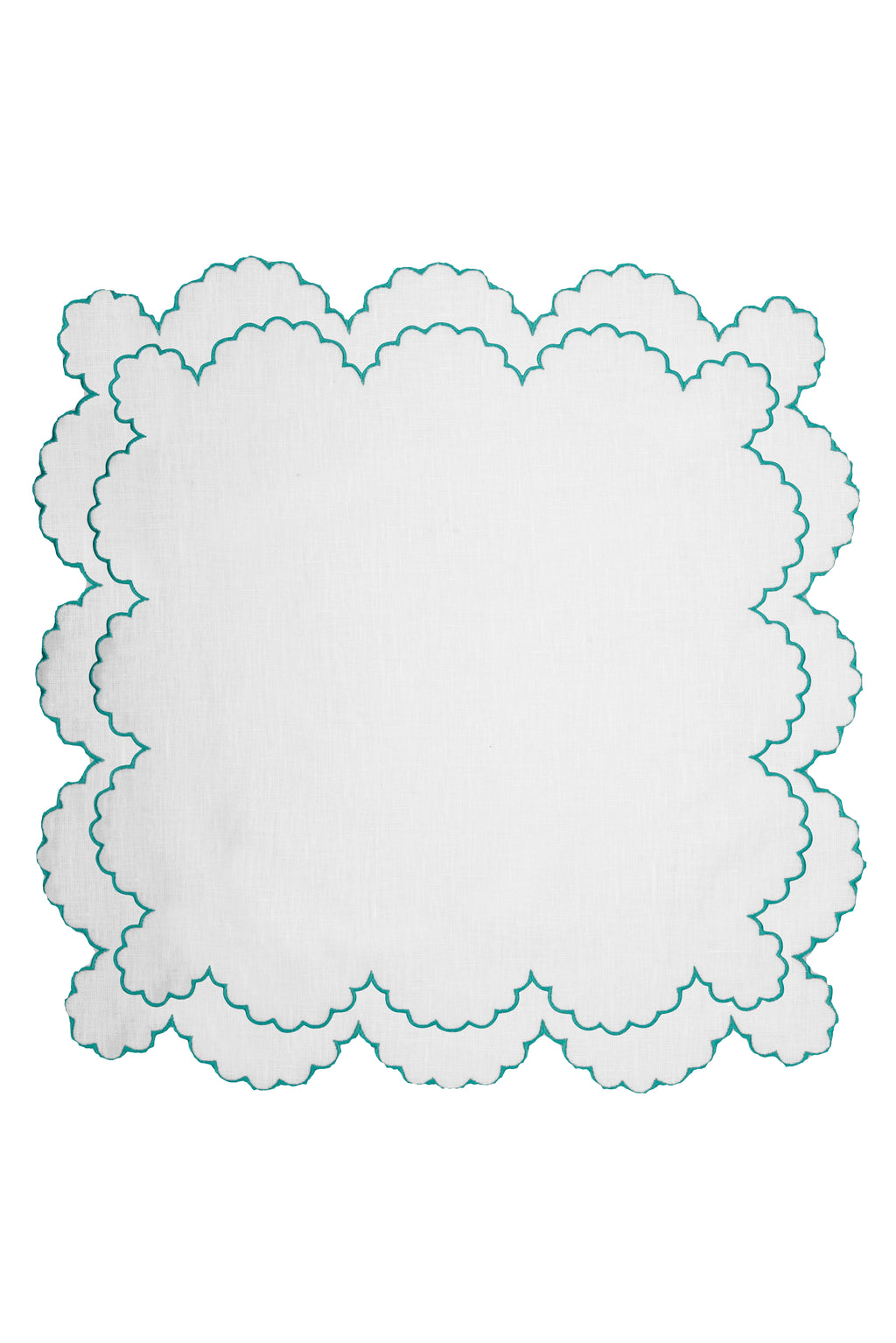 Bilbao Linen Placemat in White with Aqua