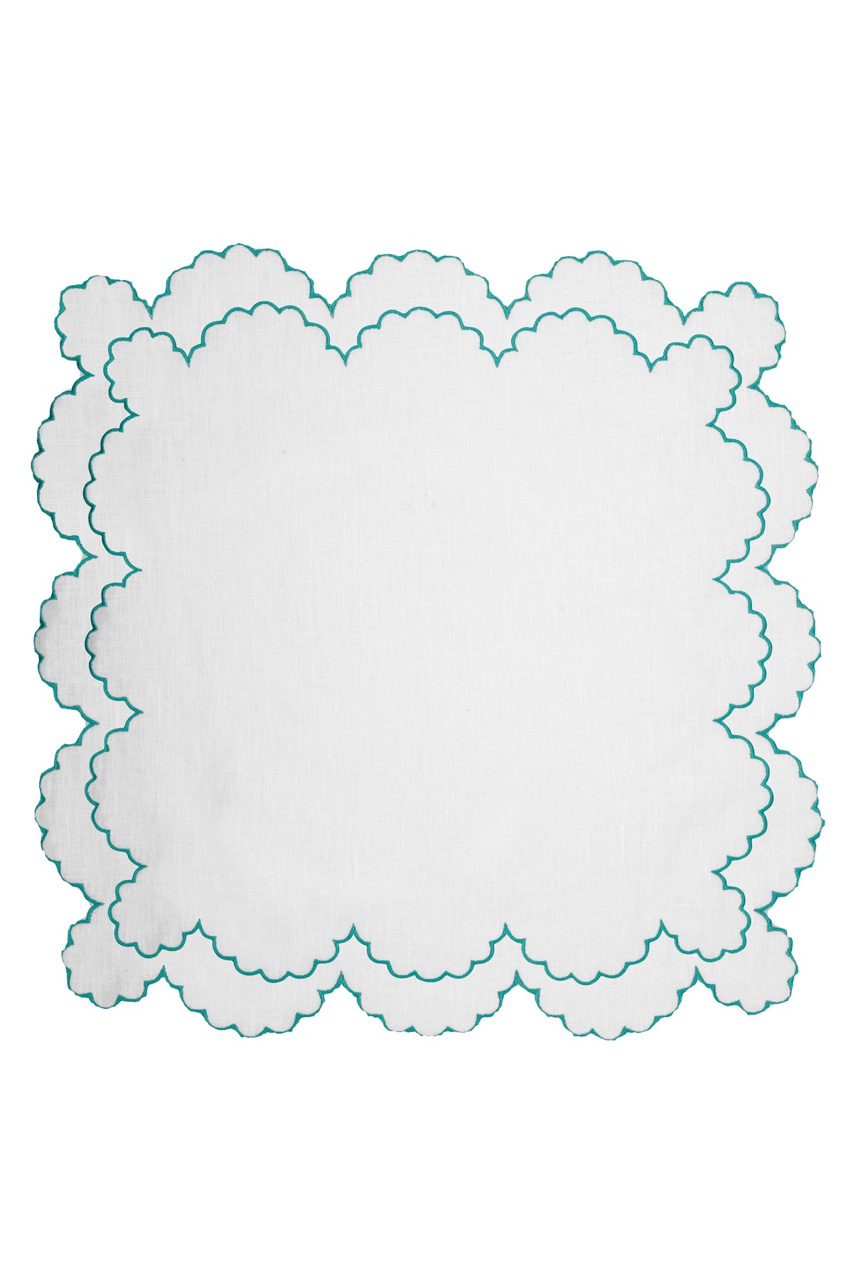 Bilbao Linen Placemat in White with Aqua