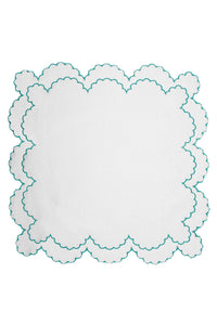 Bilbao Linen Placemat in White with Aqua