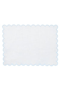 Zurbano Cocktail Napkins in Off White with Baby Blue, Set of 6