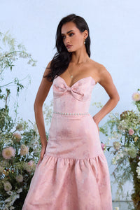 The Beatrice Dress in Light Pink Windsor Brocade