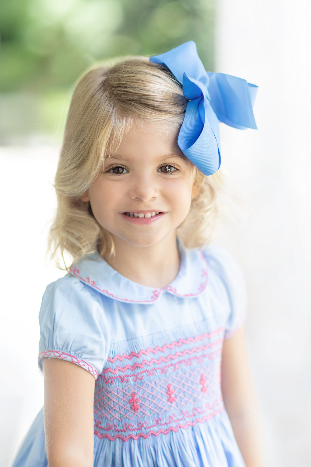 strapless open back dress Princess Charlotte Heirloom Blue Smocked Dress 8Y