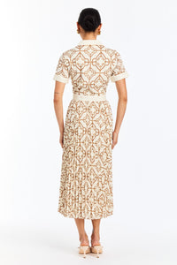 Billie Collared Shirt Dress in Quatrefoil Tile