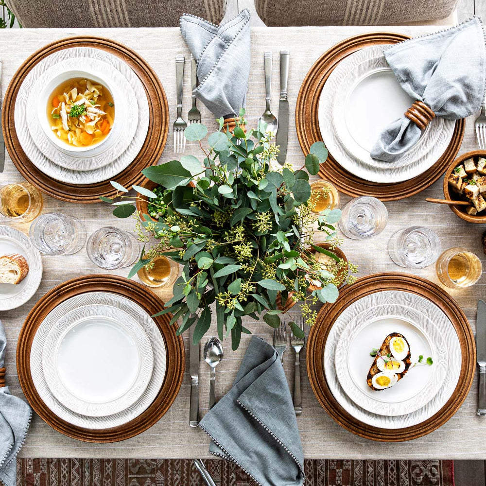 Blenheim Oak Place Setting in Whitewash, Set of 16