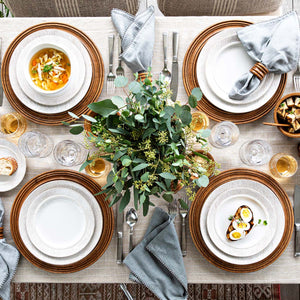 Blenheim Oak Place Setting in Whitewash, Set of 16