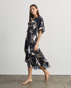 Blairine Dress in Maritime Blue & Cloudy Blue Multi