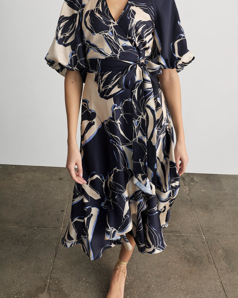 Blairine Dress in Maritime Blue & Cloudy Blue Multi