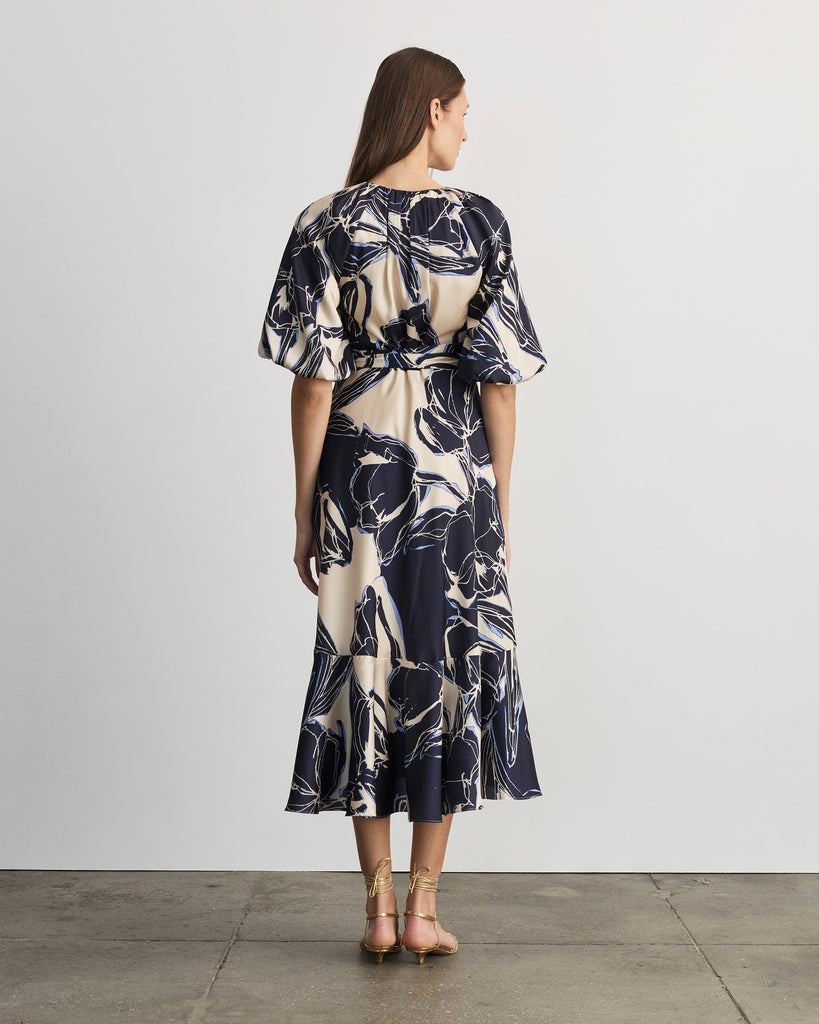 Blairine Dress in Maritime Blue & Cloudy Blue Multi