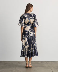 Blairine Dress in Maritime Blue & Cloudy Blue Multi