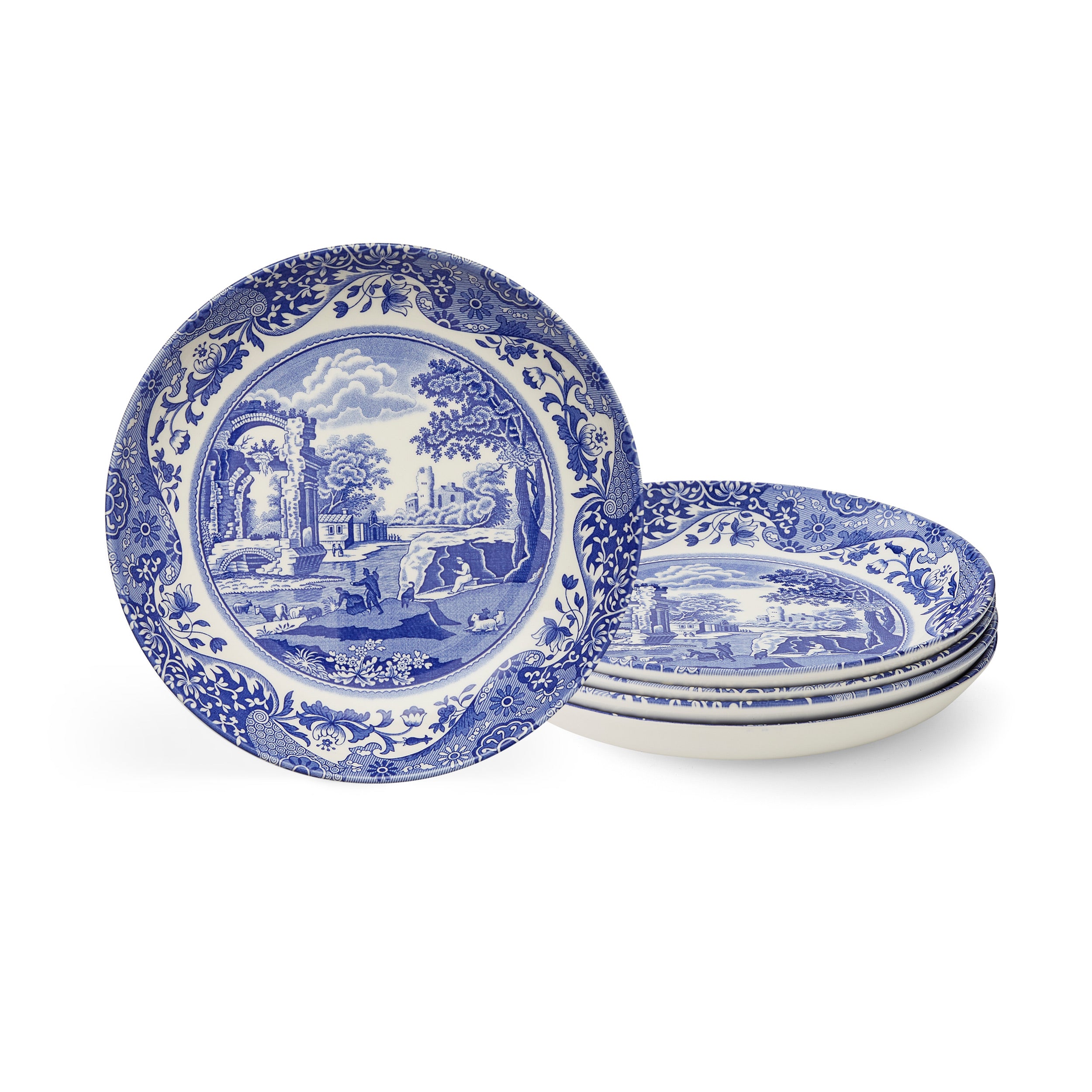 Blue Italian Pasta Bowls, Set of 4