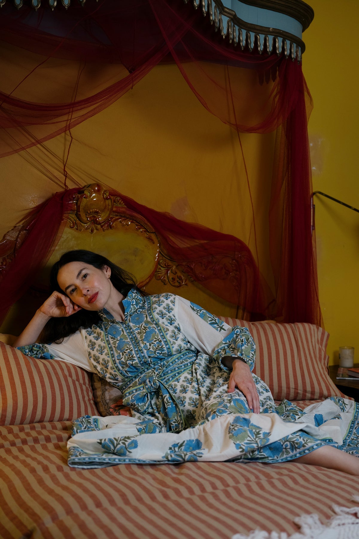 Flounce Dress in Bleu & Thyme Vintage Poppy