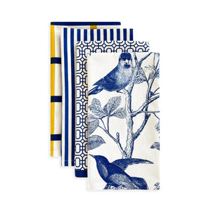 Pinstripe Dinner Napkins in Blue, Set of 4