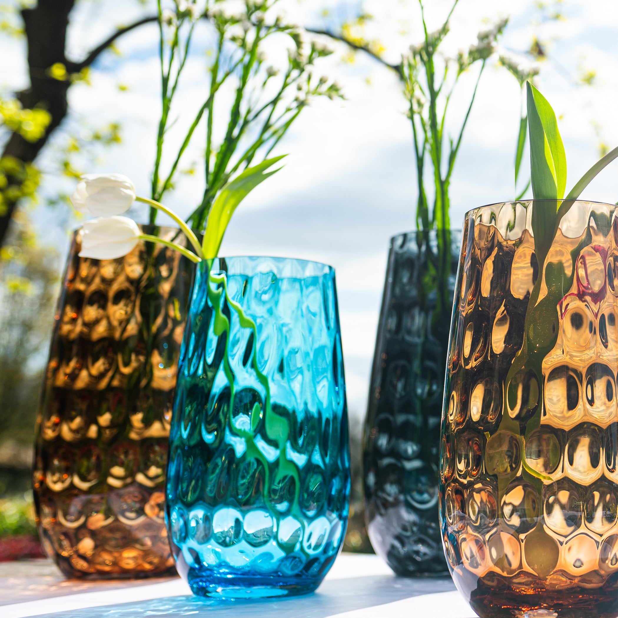 Bolla Glass Small Pebbled Vase in Ash Blue