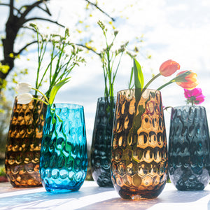 Bolla Glass Small Pebbled Vase in Ash Blue