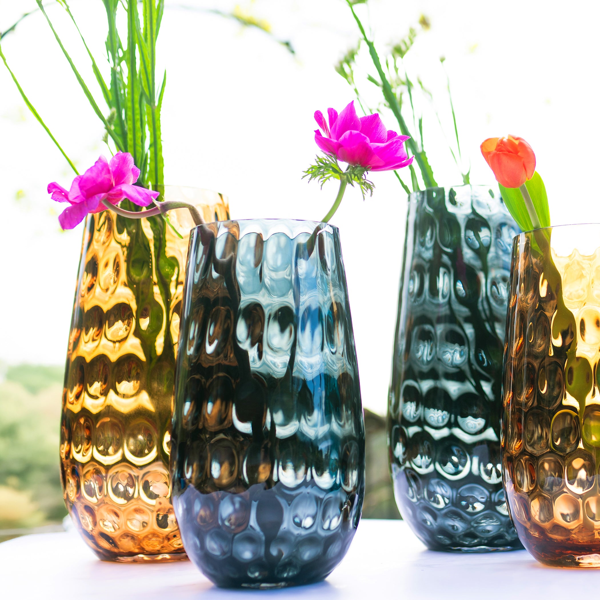 Bolla Glass Small Pebbled Vase in Gray