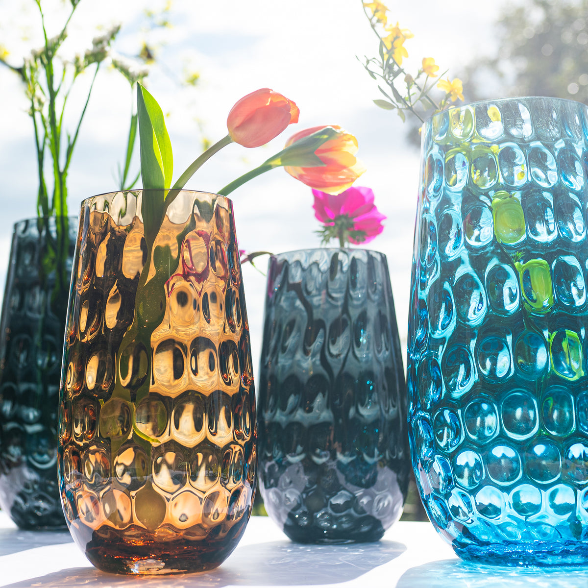 Bolla Glass Small Pebbled Vase in Gray